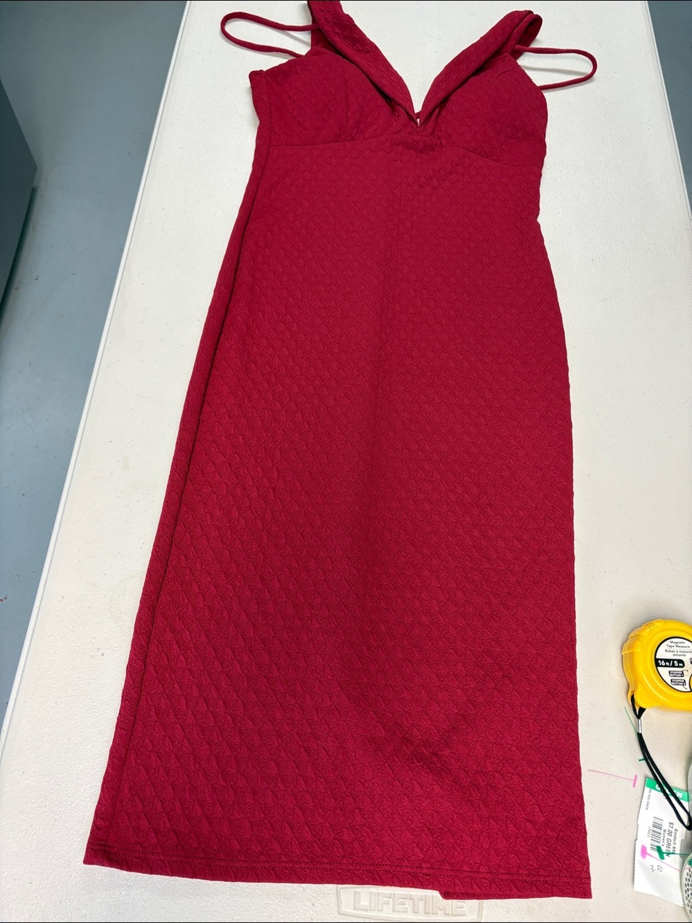 Cranberry Textured Chunky Strap Stretch Dress Sz M